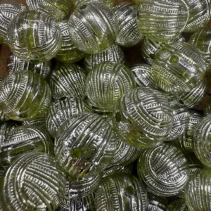 Acrylic 16mm Lime etched bubblegum bead mix (10 per pack)