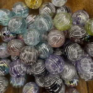 Acrylic 16mm Multicolor etched bubblegum bead mix (10 per pack)