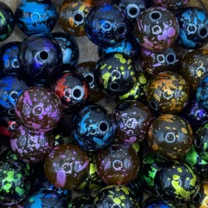 16mm Acid Washed Multicolor Bubblegum Bead