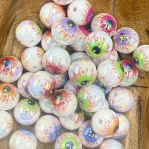 Acrylic 16mm Halloween Horror Eyeballs Multicolor Bubblegum bead mix (10 per pack)