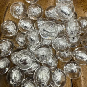 16mm Clear with Foil silver Bubblegum Bead