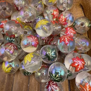 16mm Leaves bubblegum bead mix (10 per pack)