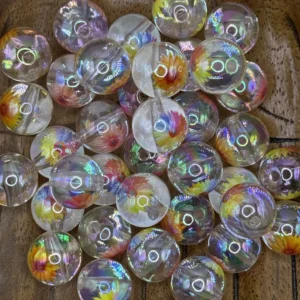 16mm Flower Mix Bubblegum Bead
