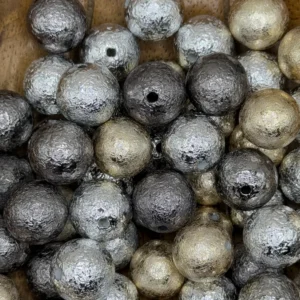 16mm Silver, Gold, Gunmetal Foil bubblegum bead mix (10 per pack)