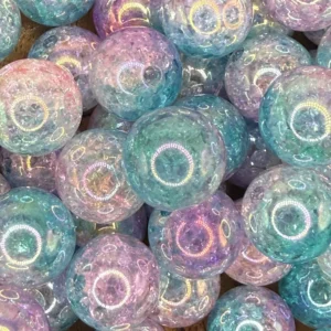 16mm Blue to Pink crackle ombre bubblegum bead mix (10 per pack)
