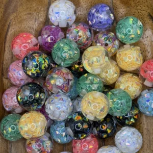 16mm Beads with Confetti bubblegum bead mix (10 per pack)