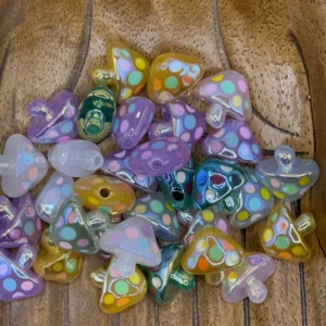 16mm Polka Dot Mushroom bubblegum bead mix (10 per pack)