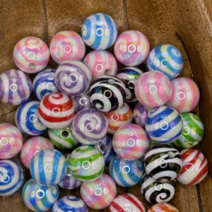16mm Ab Multi Color Swirl Bubblegum Bead Mix